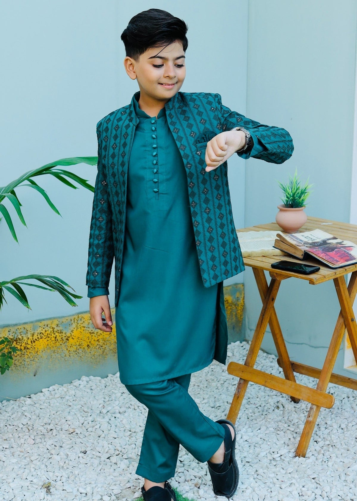 Parrot Green Prince Coat Suit P33