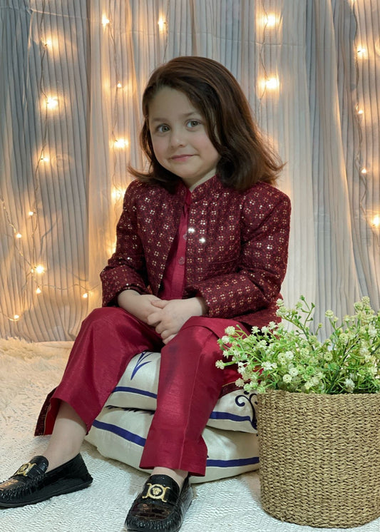 Red Long Open only Sherwani S24