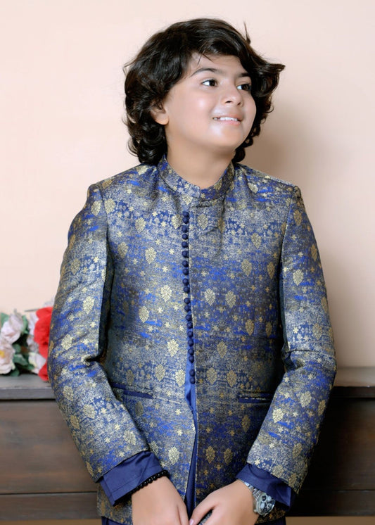 Blue And Golden Prince Coat Suit P27