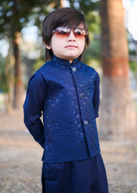 Blue Embroidered Only Waistcoat EW34