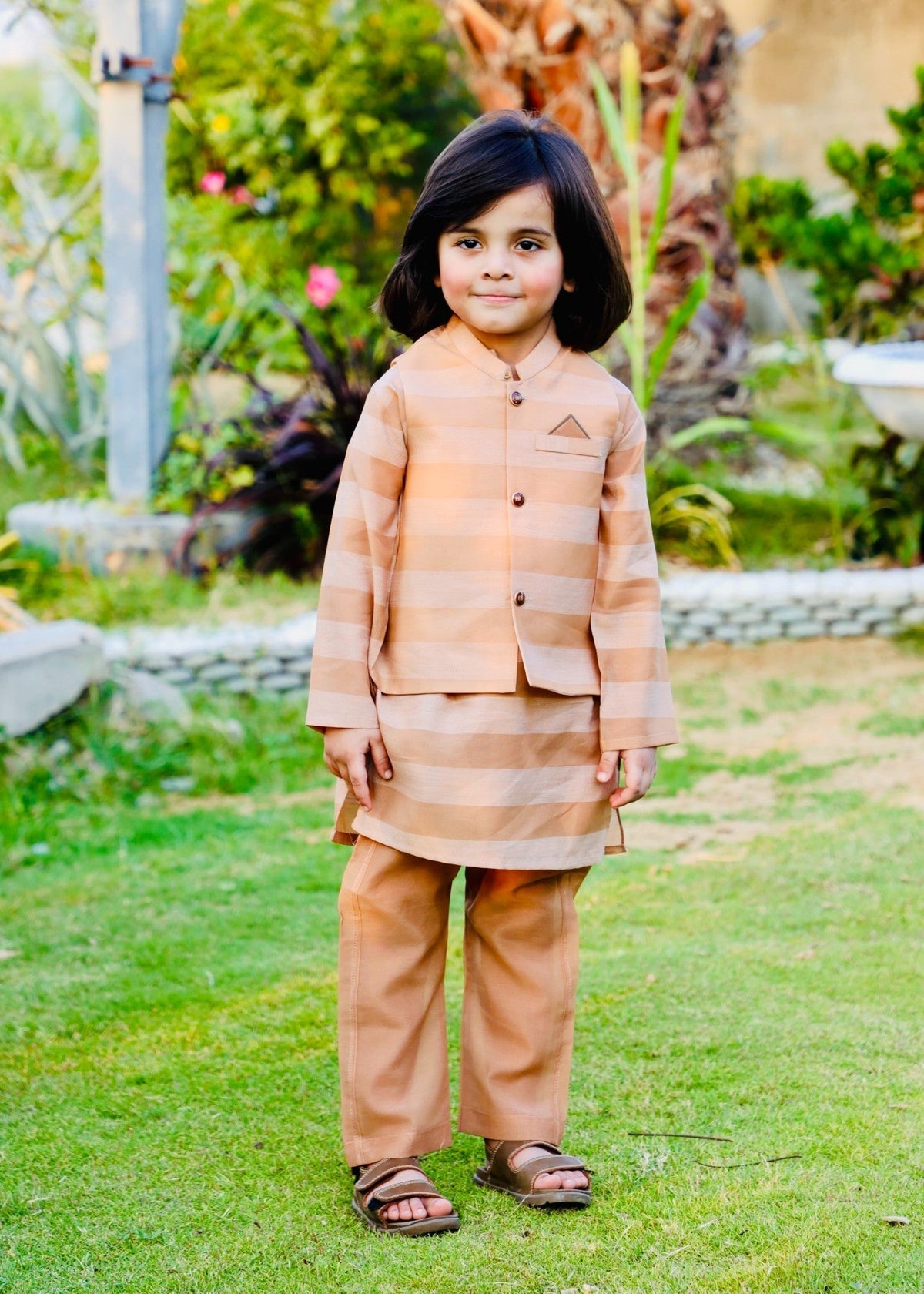 Peach Orange Waistcoat Suit AHW 017