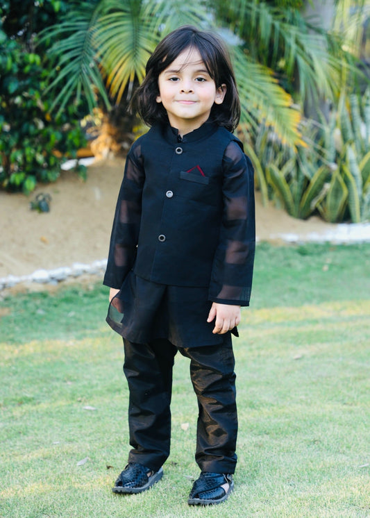 Black Waistcoat Suit AHW 018