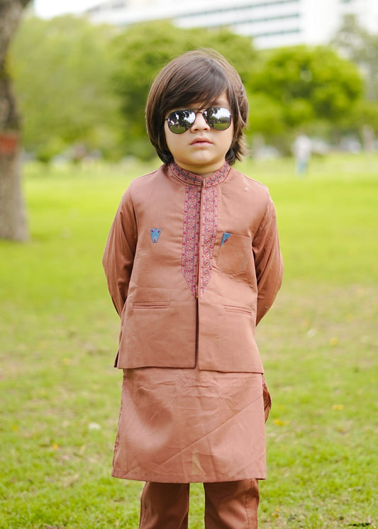 Marmalade Orange Waistcoat Suit-AHW-005