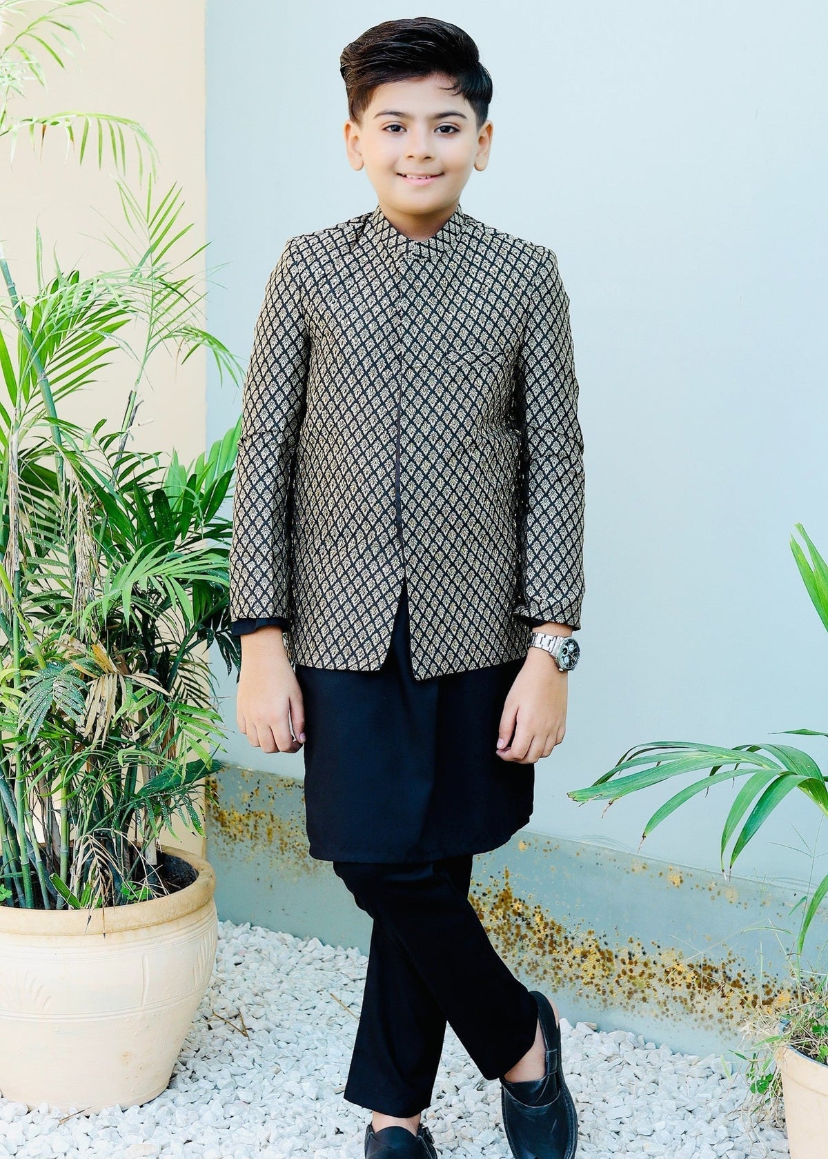 Silver And Black Prince Coat Suit P32