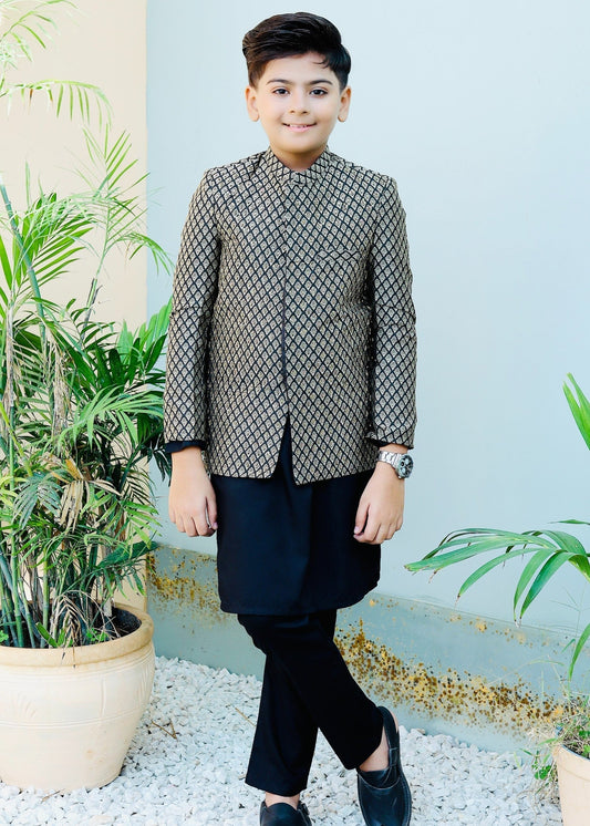 Silver And Black Prince Coat Suit P32
