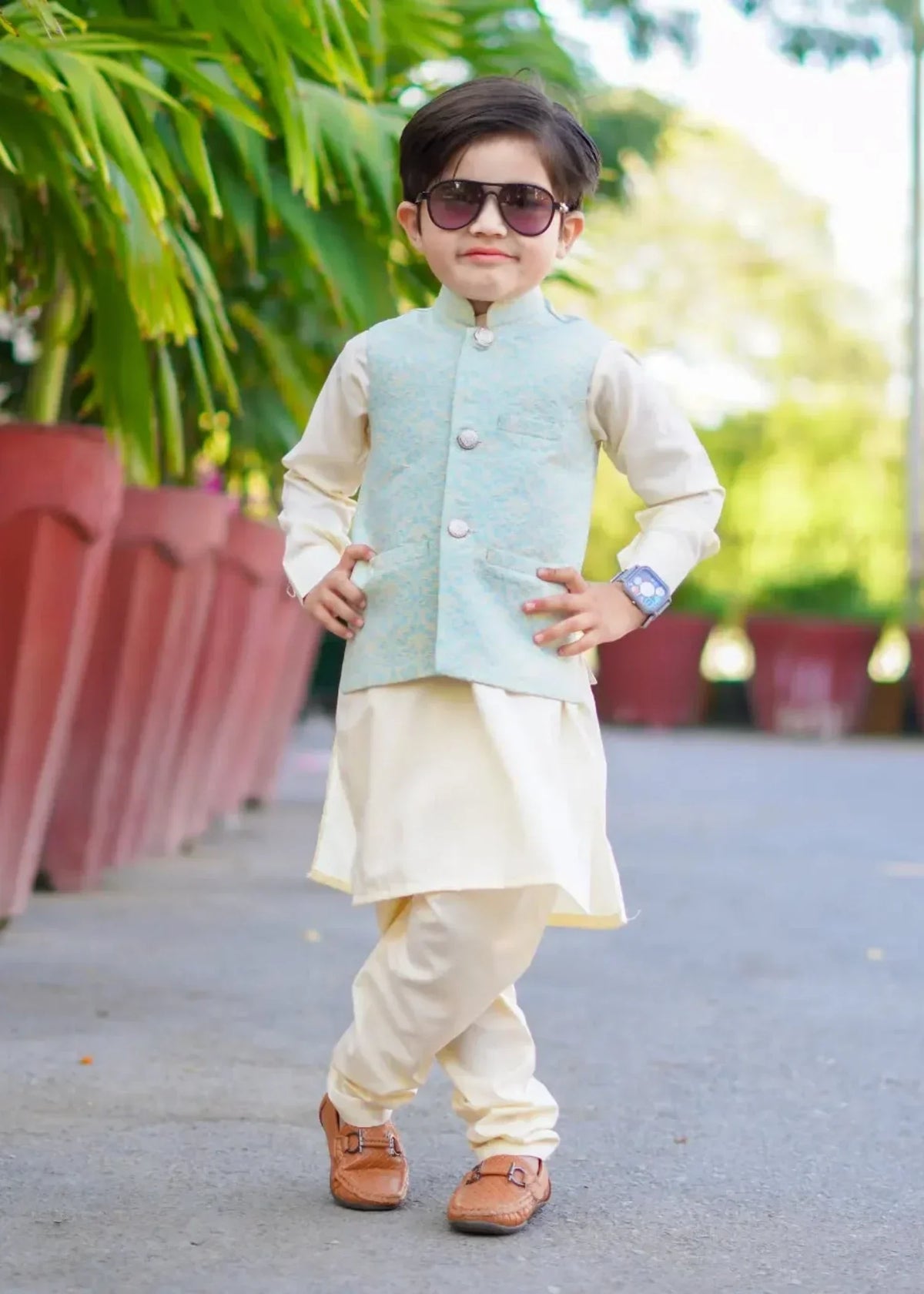 powder blue Only waistcoat EW20