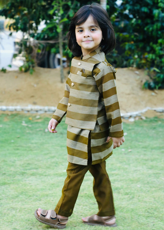 Olive Green Wasistcoat Suit AHW 025