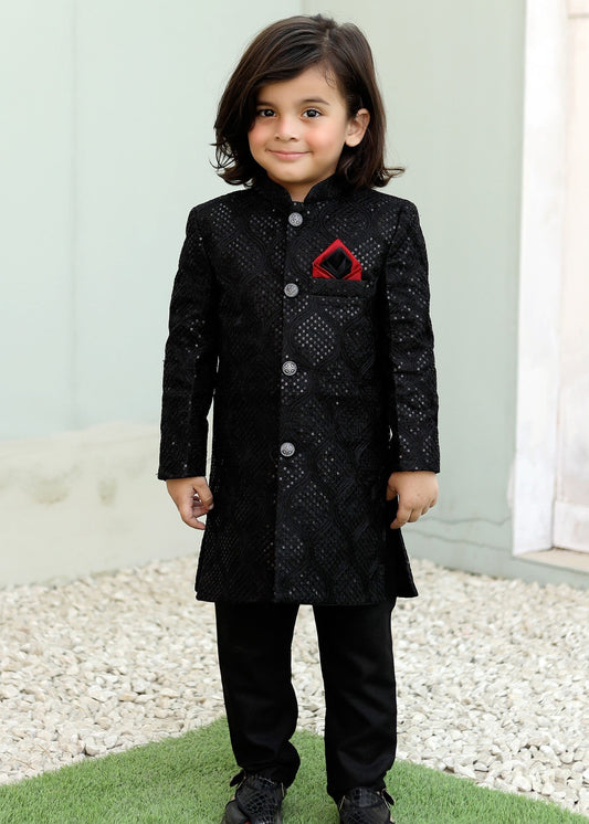 Caviar Black Sherwani S27