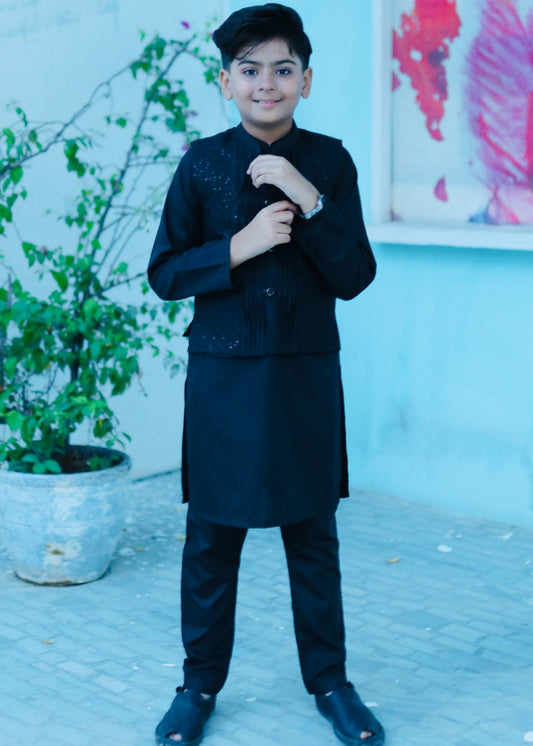Black Waistcoat Suit AHW 011