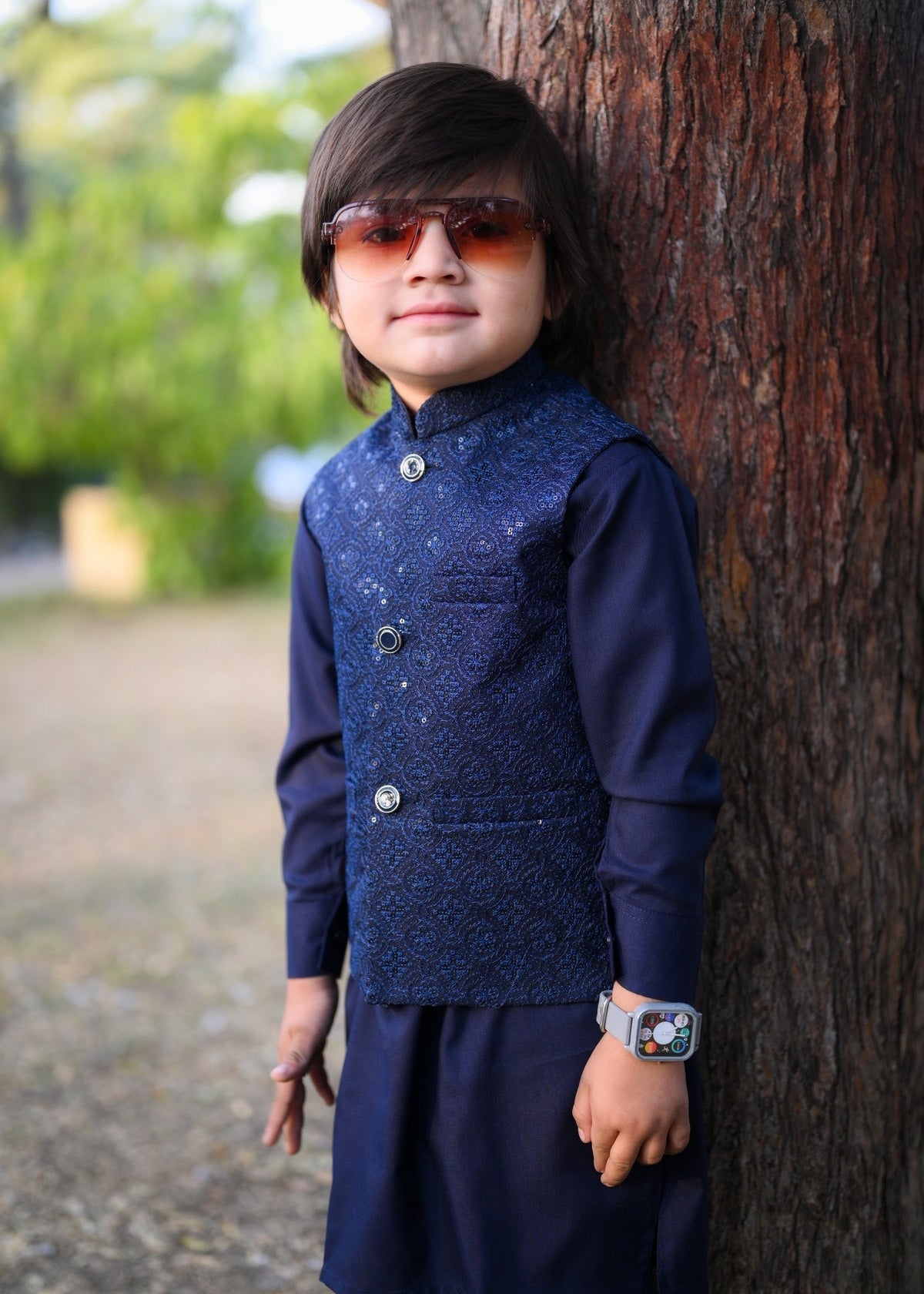 Blue Embroidered Only Waistcoat EW34