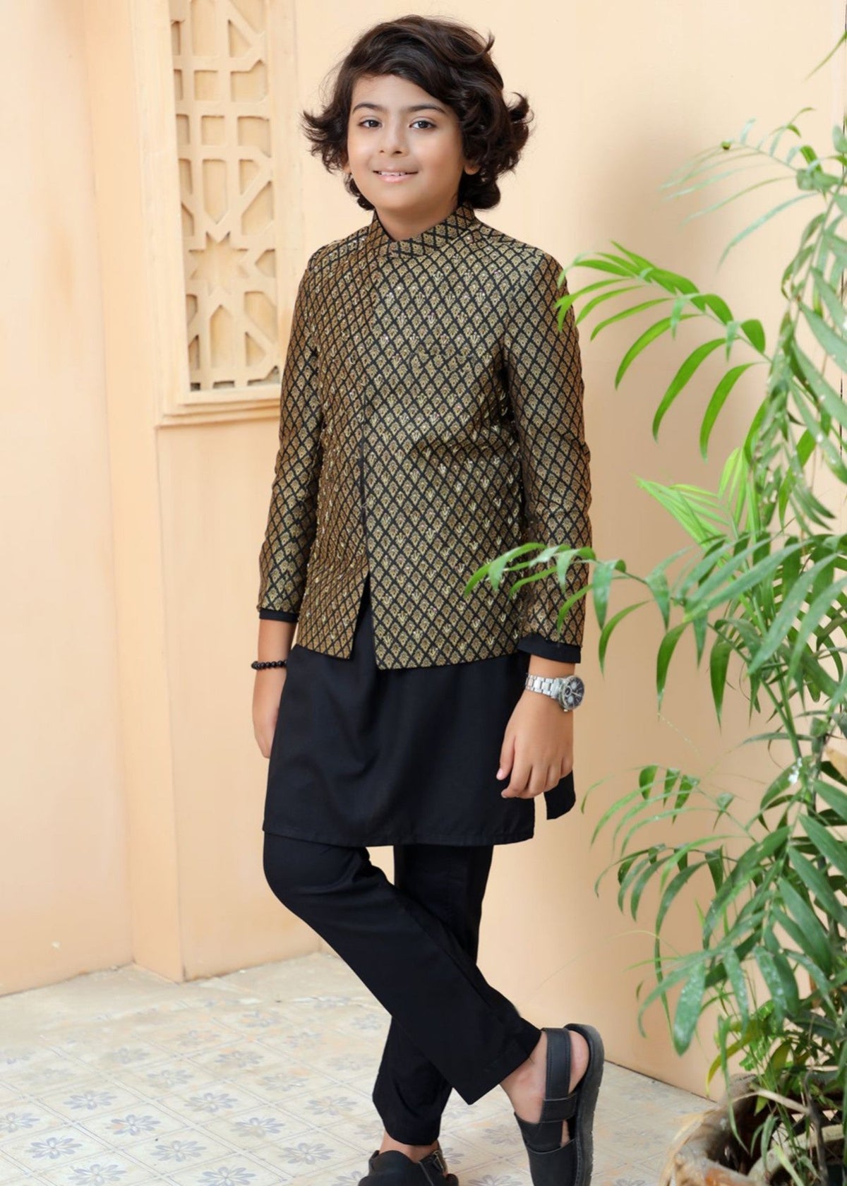 Copper And Black Prince Coat Suit - P25