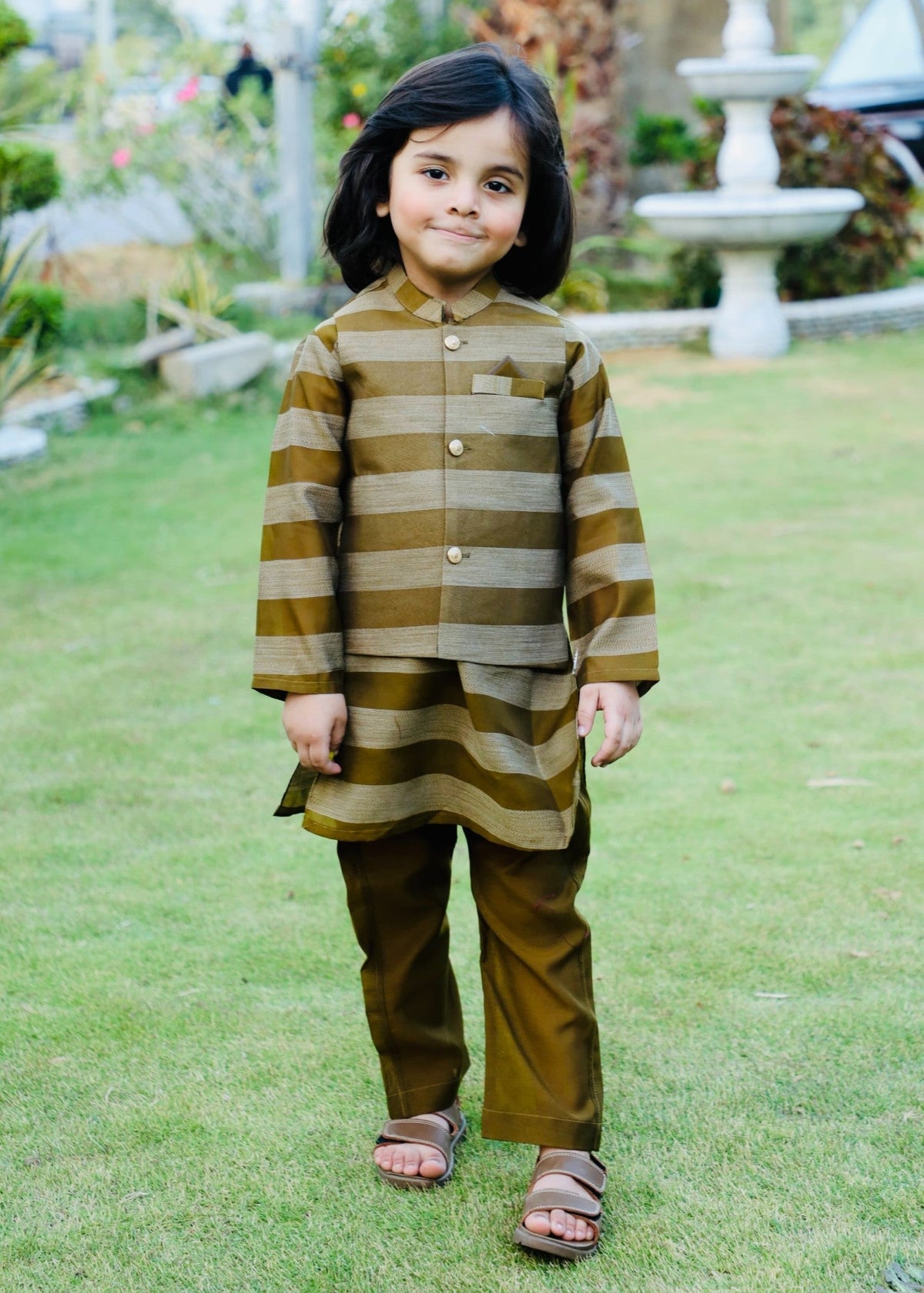 Olive Green Wasistcoat Suit AHW 025