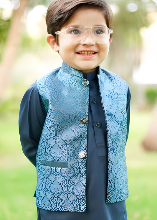 Metallic blue Only waistcoat EW18