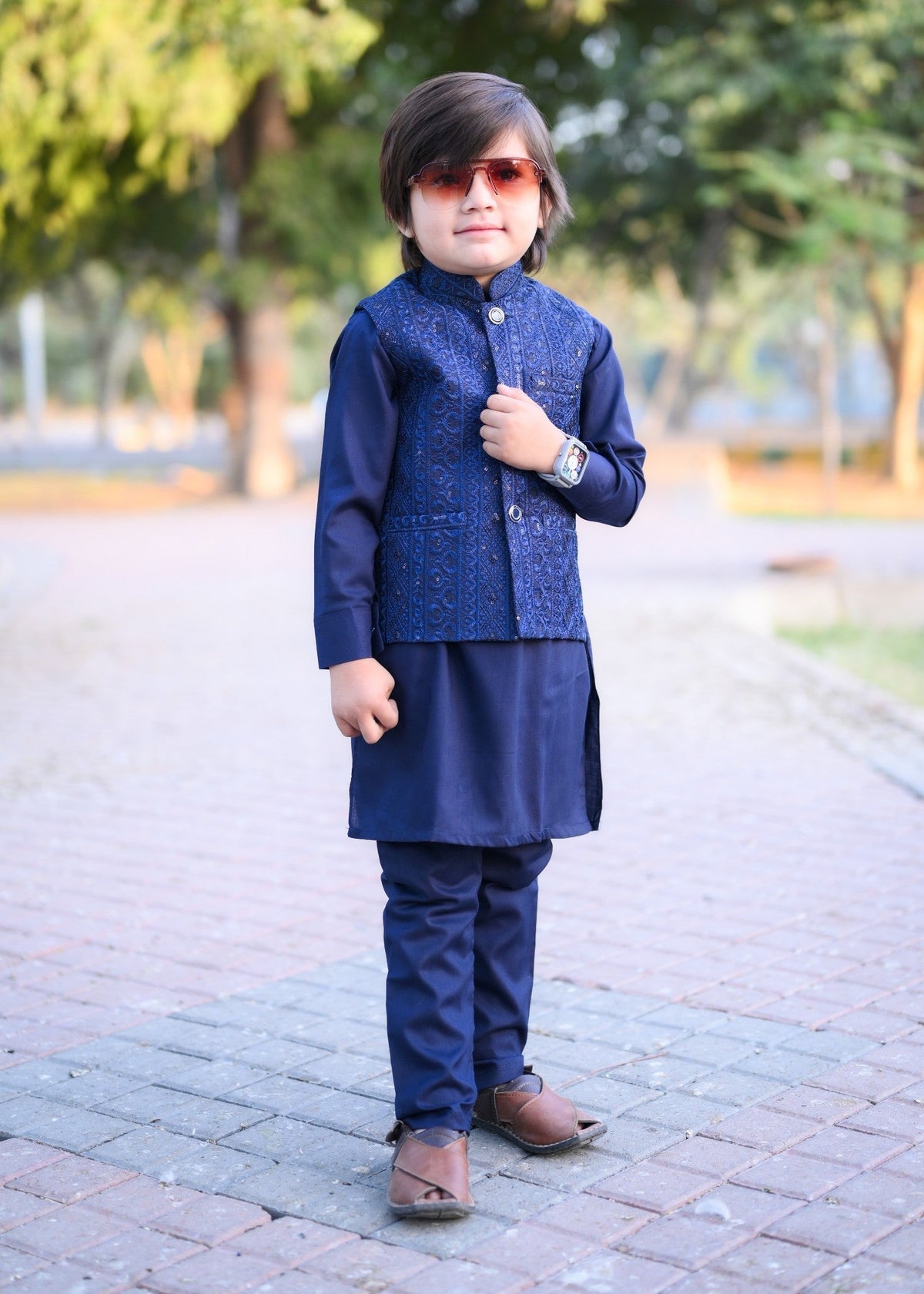 Blue Embroidered Only Waistcoat EW33