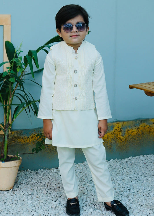 Cream Waistcoat Suit AHW 009