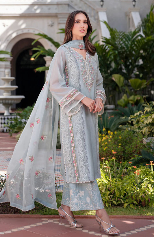 Mehak Yaqoob Embroidered Cotton Slub Stitched 3 Piece Suit - Nova - MY25MRV2 - Blue - Formal Collection