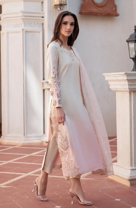 Mehak Yaqoob Embroidered Silk Stitched 3 Piece Suit - Mila - MY25MRV2 - Pink - Formal Collection