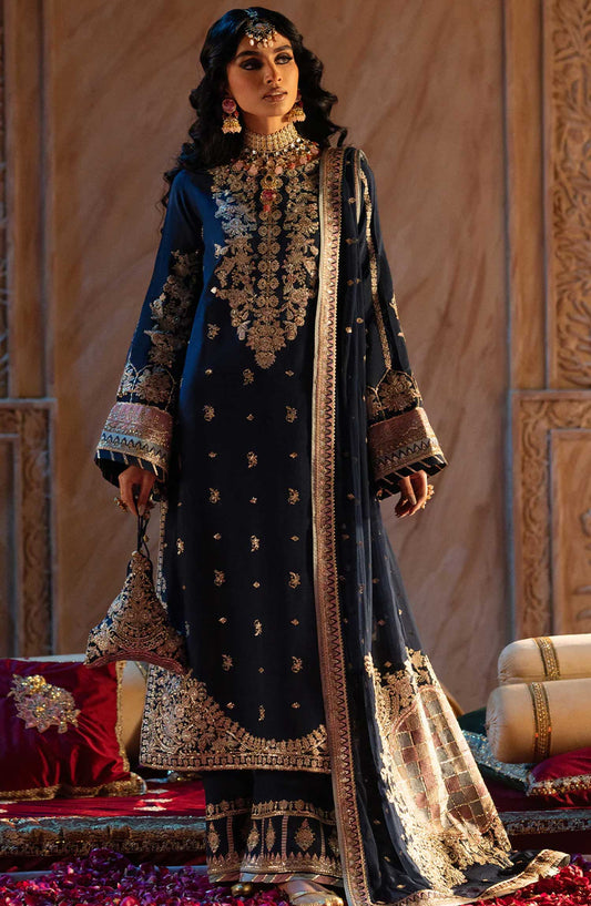 AJR Embroidered Organza Unstitched 3 Piece - Mehrnaz - AJR25S - Black - Wedding Collection