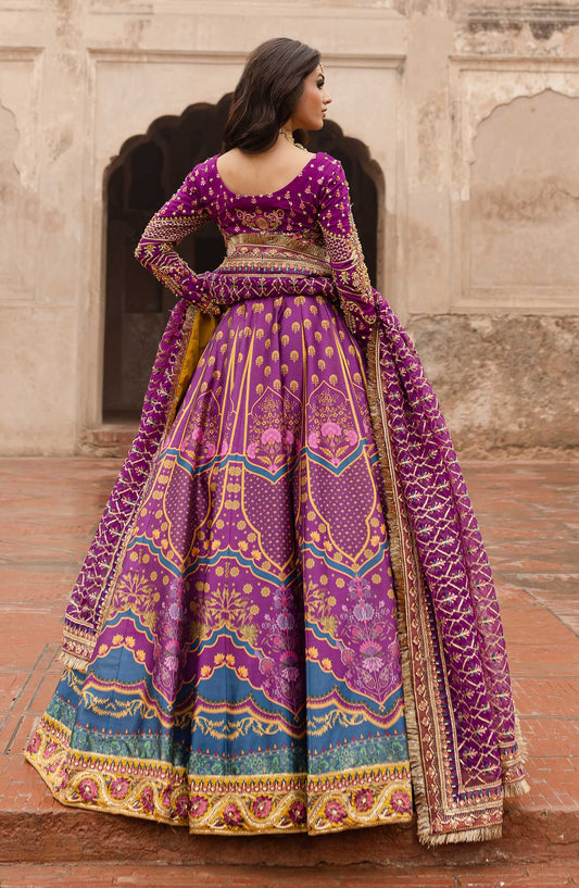 Khwabedah By Maria Osama Khan Embroidered Unstitched 3 Piece - Mehva - MOK25K - Purple - Wedding Collection