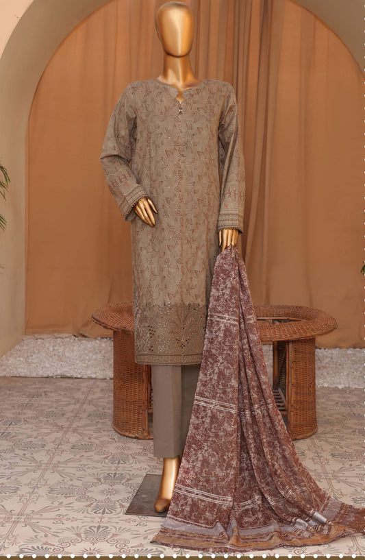 HZ Mahee Embroidered Shirt with Fancy Jacquard Dupatta Collection - MEJ-907