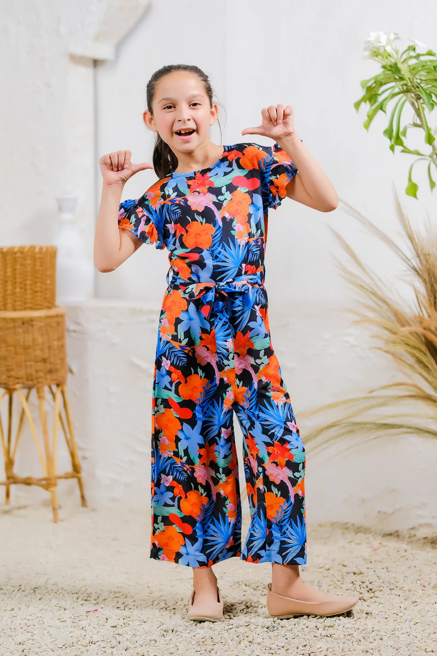 Kids 1 pc ready to wear - Midnight Tropics Jumpsuit