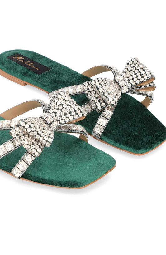 Malhaa Fashion Fancy Footwear Flats - MLH25FW - Misty - Green - Festive Collection