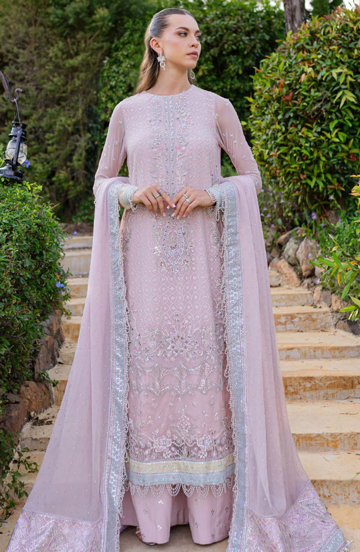 Isabella by Marjjan Embroidered Chiffon Unstitched 3 Piece Suit - MLC-21 - MJ25IF - Purple - Festive Collection