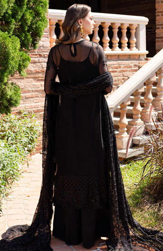 Isabella by Marjjan Embroidered Chiffon Unstitched 3 Piece Suit - MLC-27 - MJ25IF - Black - Festive Collection
