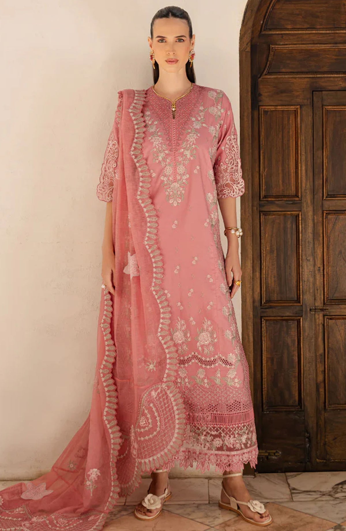 Ruhi by Marjjan Embroidered Lawn Unstitched 3 Piece Suit - MLL-02 B - MJ25RU - Pink - Summer Collection