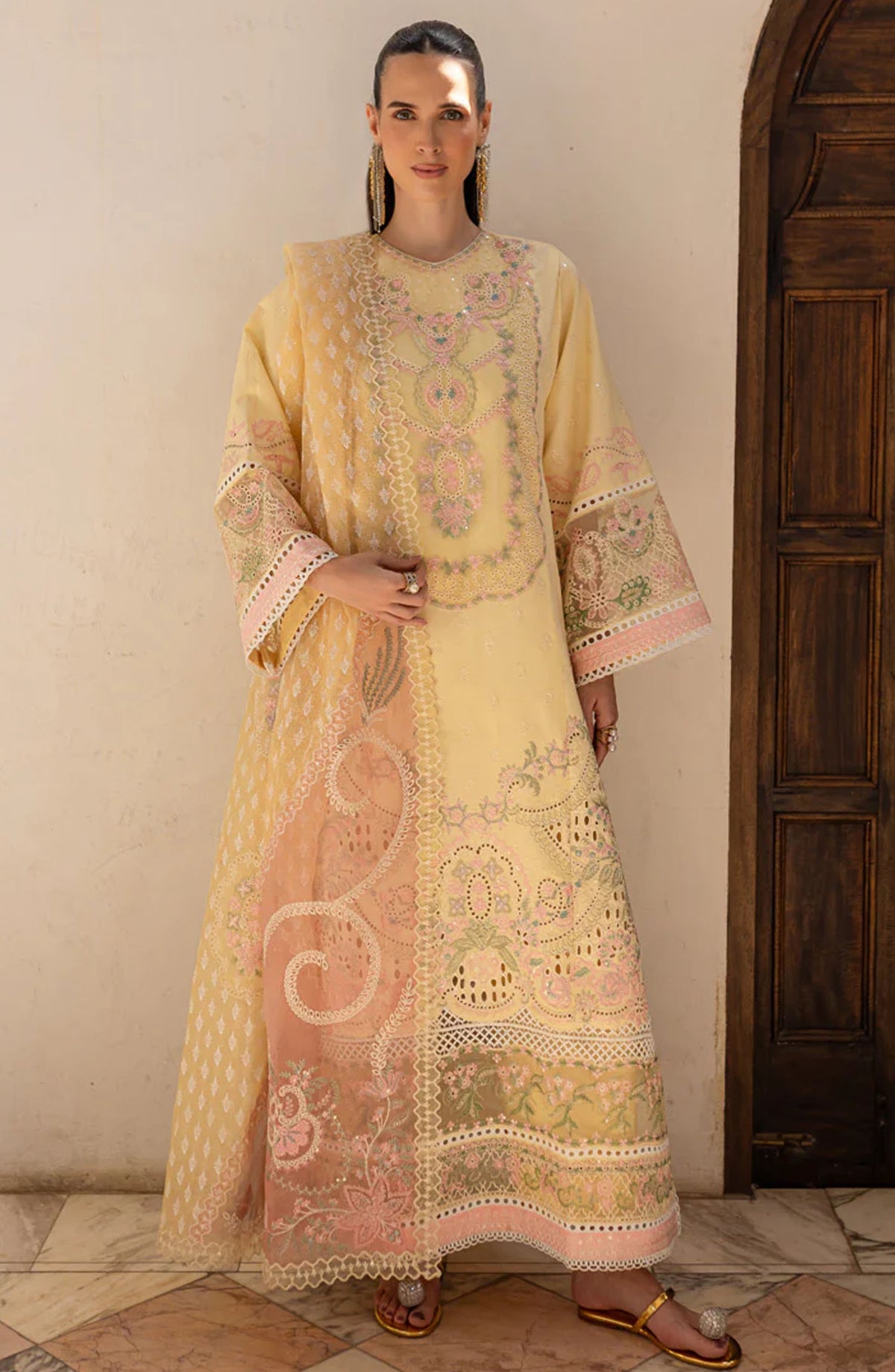 Ruhi by Marjjan Embroidered Lawn Unstitched 3 Piece Suit - MLL-05 A - MJ25RU - Off White - Summer Collection