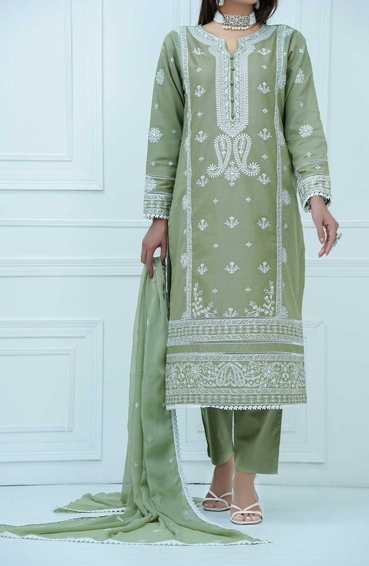 Mauve by Amna Khadija Embroidered Cotton Stitched 3 Piece Suit - MLP 01 - AK25MLP1 - Pastel Green - Casual Collection
