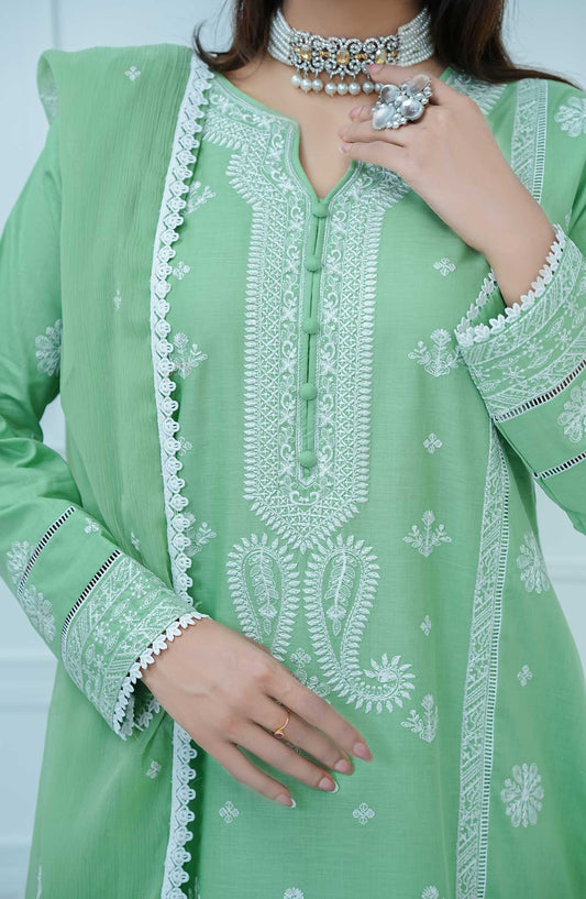 Mauve by Amna Khadija Embroidered Cotton Stitched 3 Piece Suit - MLP 02 - AK25MLP1 - Green - Casual Collection