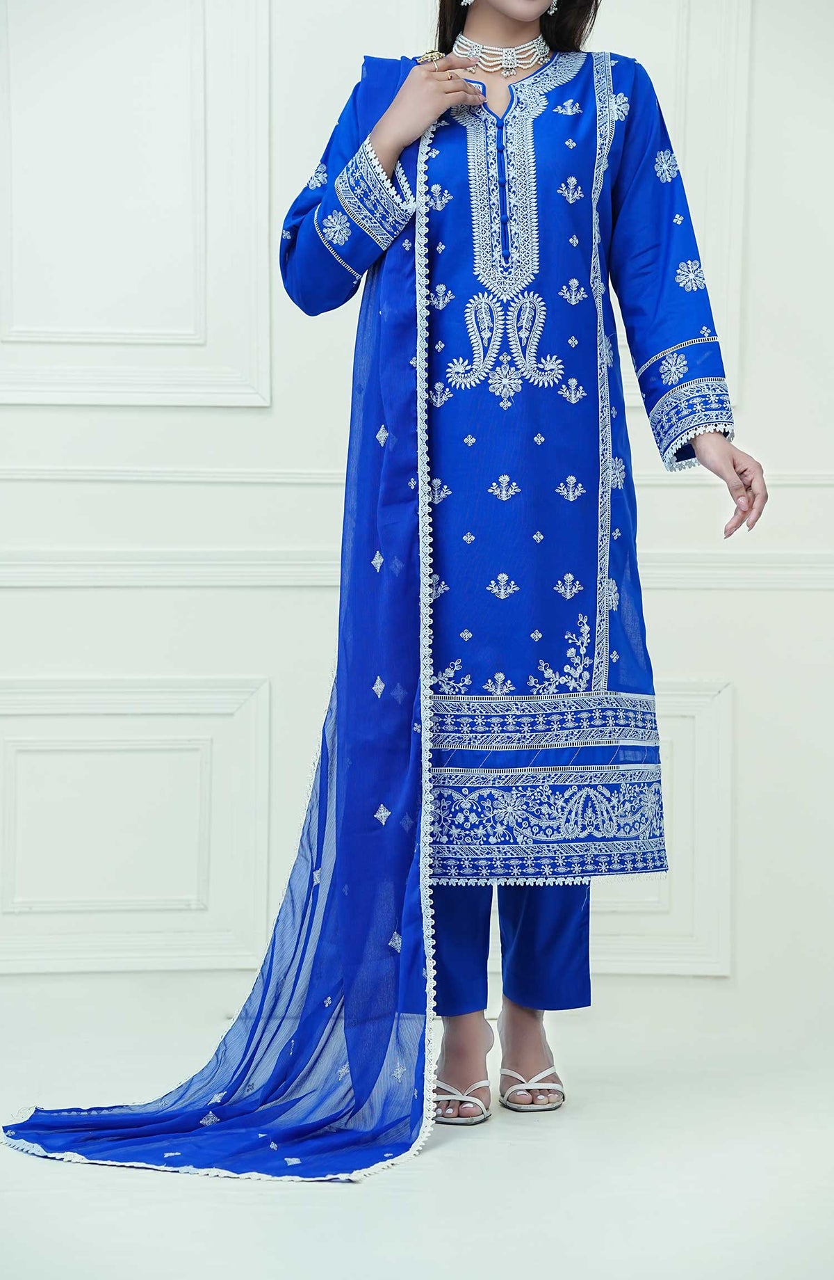 Mauve by Amna Khadija Embroidered Cotton Stitched 3 Piece Suit - MLP 03 - AK25MLP1 - Blue - Casual Collection