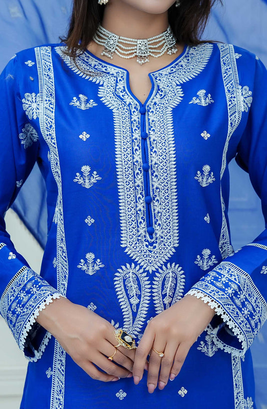 Mauve by Amna Khadija Embroidered Cotton Stitched 3 Piece Suit - MLP 03 - AK25MLP1 - Blue - Casual Collection