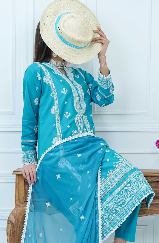 Mauve by Amna Khadija Embroidered Cotton Stitched 3 Piece Suit - MLP 05 - AK25MLP1 - Light Blue - Casual Collection