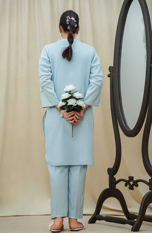 Maahe by Amna Khadija Solids Jacquard Stitched 2 Piece Suit - MLPS-06 - AM25M2 - Light Blue - Casual Collection