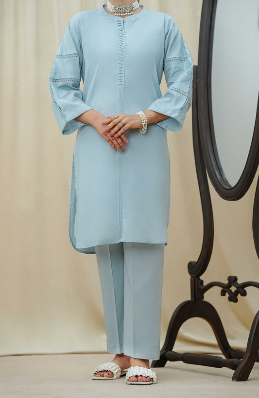 Maahe by Amna Khadija Solids Jacquard Stitched 2 Piece Suit - MLPS-06 - AM25M2 - Light Blue - Casual Collection