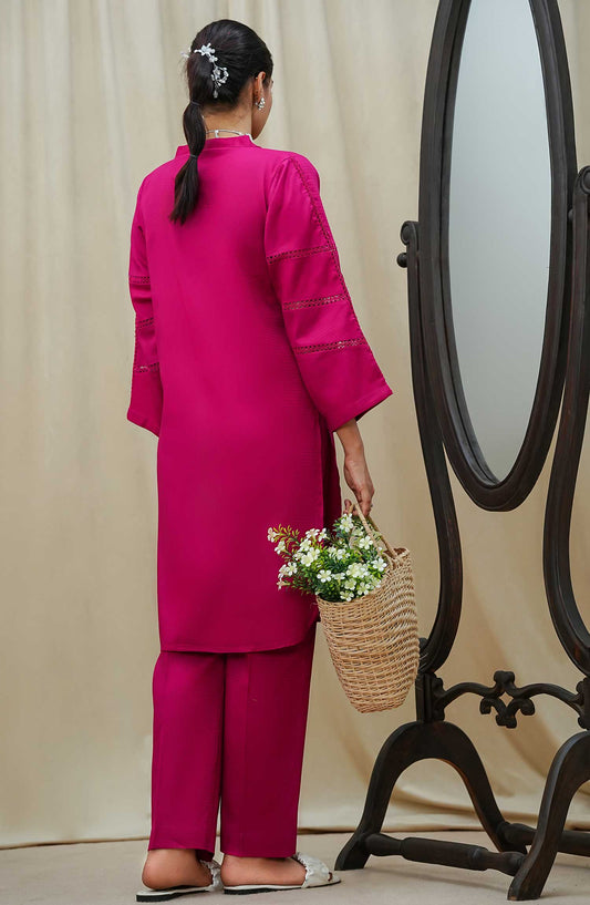 Maahe by Amna Khadija Solids Jacquard Stitched 2 Piece Suit - MLPS-07 - AM25M2 - Purple - Casual Collection