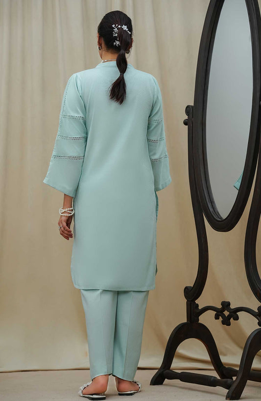 Maahe by Amna Khadija Solids Jacquard Stitched 2 Piece Suit - MLPS-08 - AM25M2 - Light green - Casual Collection