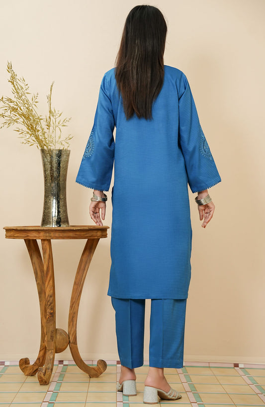 Maahe by Amna Khadija Embroidered Jacquard Stitched 2 Piece Suit - MLPS-15 - AM25MLPSD4 - Blue - Casual Collection