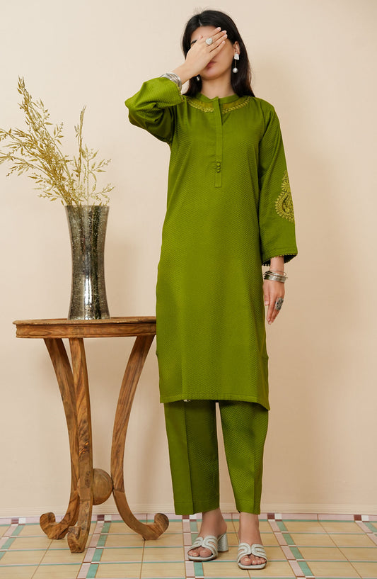 Maahe by Amna Khadija Embroidered Jacquard Stitched 2 Piece Suit - MLPS-17 - AM25MLPSD4 - Green - Casual Collection