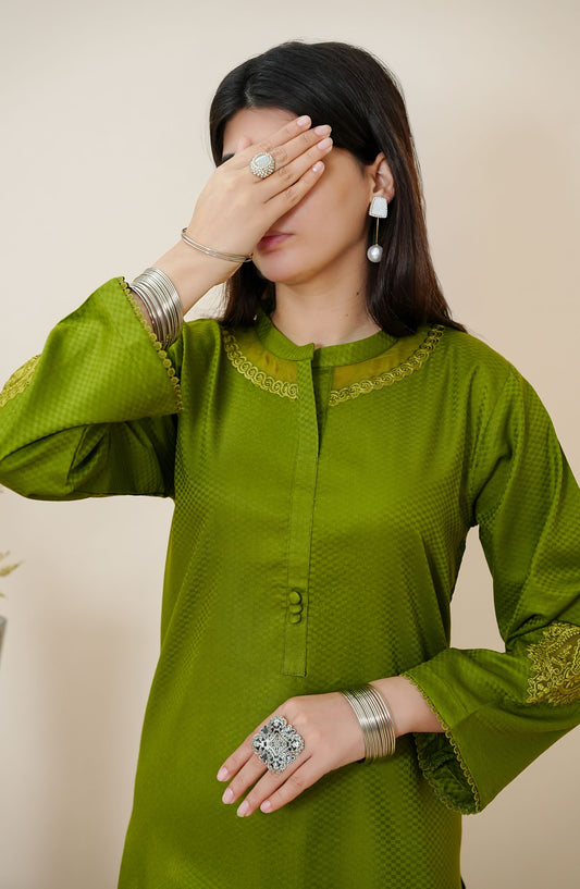 Maahe by Amna Khadija Embroidered Jacquard Stitched 2 Piece Suit - MLPS-17 - AM25MLPSD4 - Green - Casual Collection