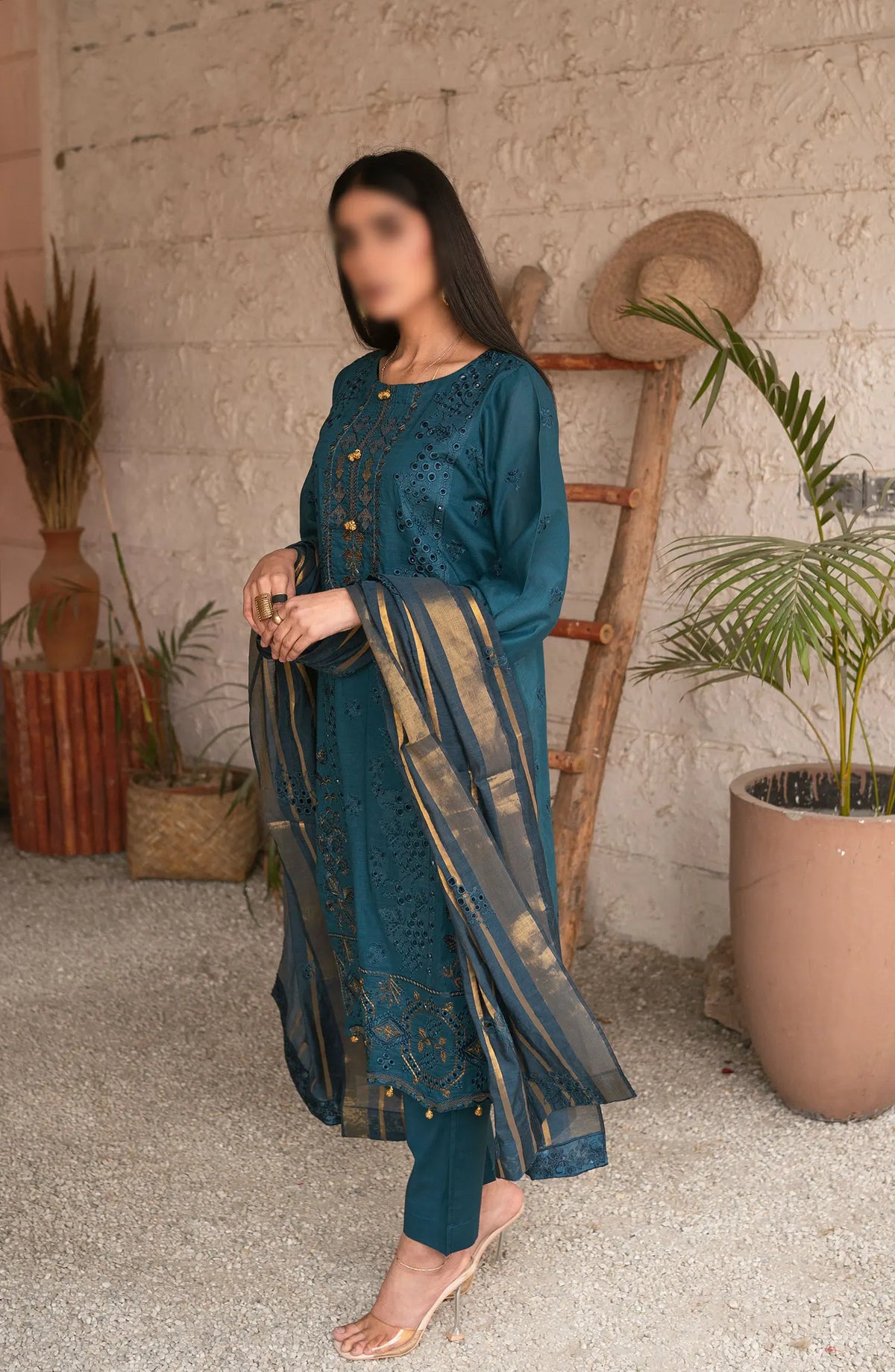 Emb Lawn Collection with Emb Jacquard Dupatta Collection by Marjjan - MNC-175 (BLUE