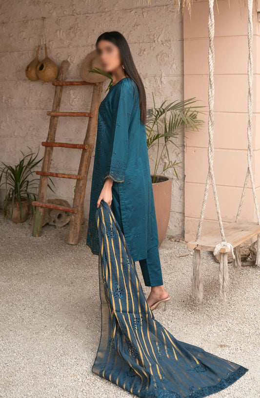 Emb Lawn Collection with Emb Jacquard Dupatta Collection by Marjjan - MNC-175 (BLUE