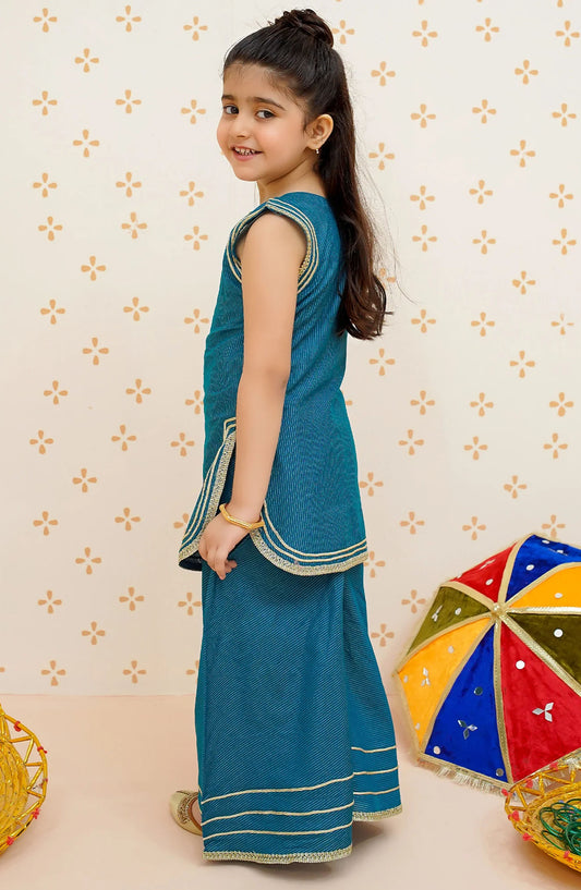 Modest Embroidered Cotton Lawn Stitched 3 Piece Suit - 9510-Blu - MOD25EKA - Blue - Festive Collection