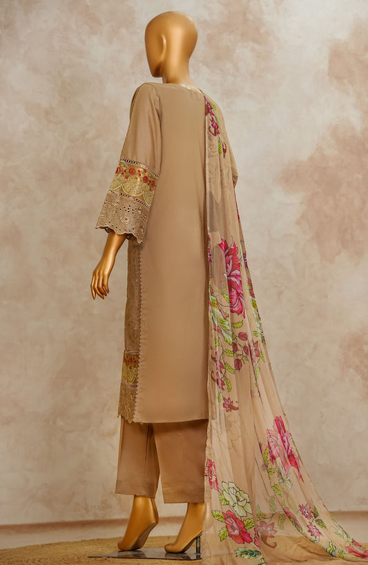 Emerge Chikankari Lawn Stitched 3 Piece Suit - D-02 - EM25ECL - Brown - Summer Collection