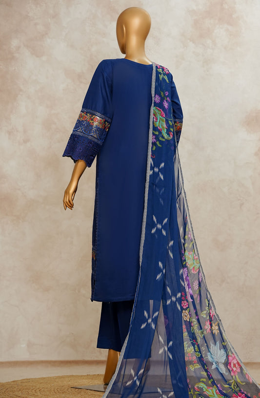 Emerge Chikankari Lawn Stitched 3 Piece Suit - D-01 - EM25ECL - Blue - Summer Collection