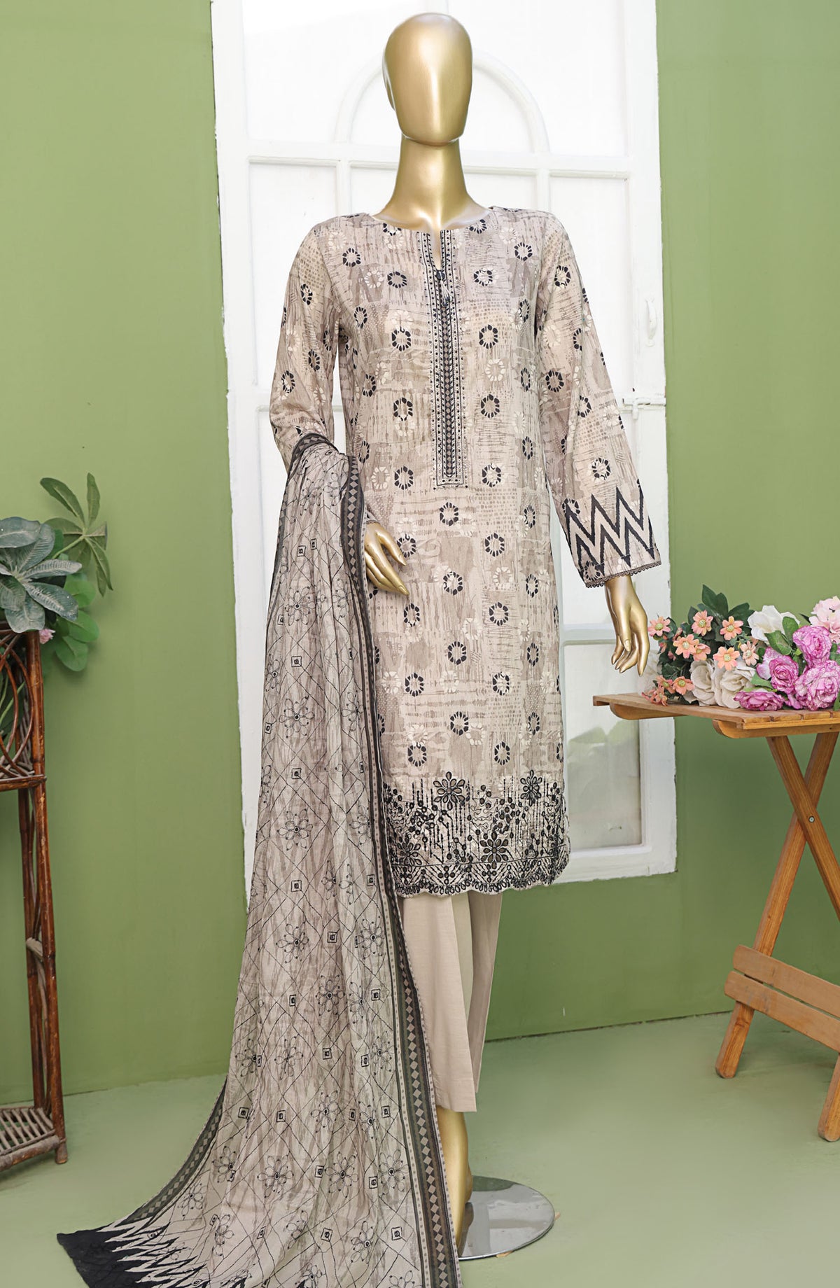Elite by HZ Textile Embroidered Lawn Unstitched 3 Piece Suit - EC-211 - HZ25EELC - Off White - Summer Collection