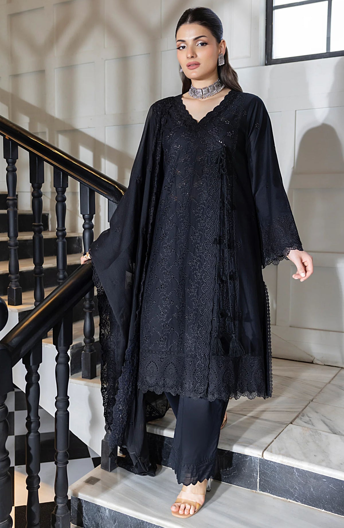 Komal by Lakhany Embroidered Lawn Unstitched 3 Piece Suit - LG-UB-0165 - LKN25KMC - Black - Summer Collection