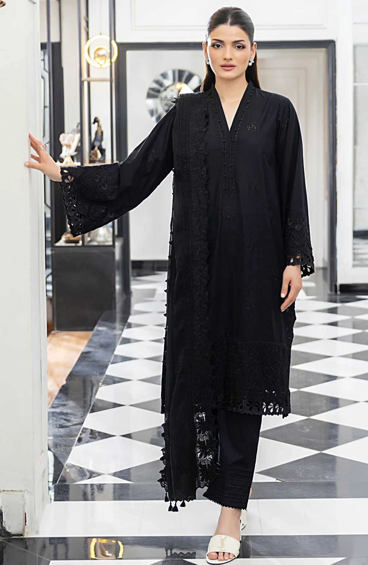 Komal by Lakhany Embroidered Lawn Unstitched 3 Piece Suit - LG-UB-0163 - LKN25KMC - Black - Summer Collection